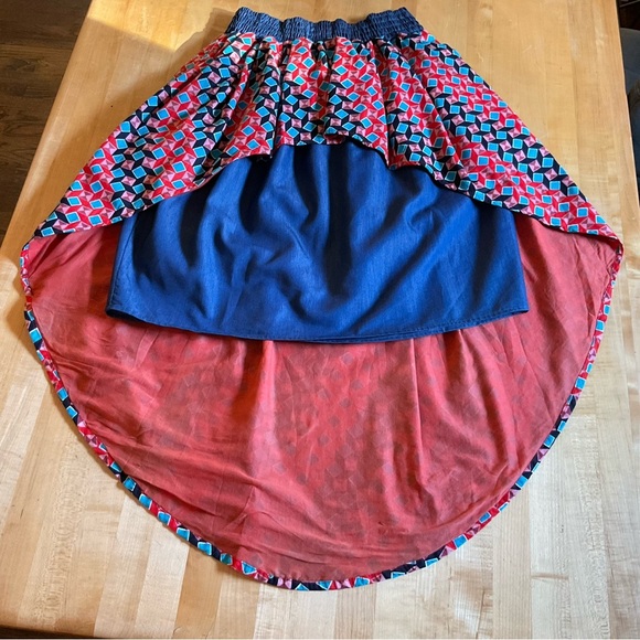 Advance Apparel Free Size, Mermaid Hi/Low, Geometric Patterned Double Skirt - Picture 1 of 16